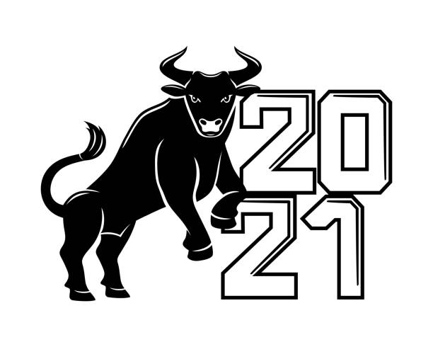 istock Bull symbol of the new year 2021. 1201430135