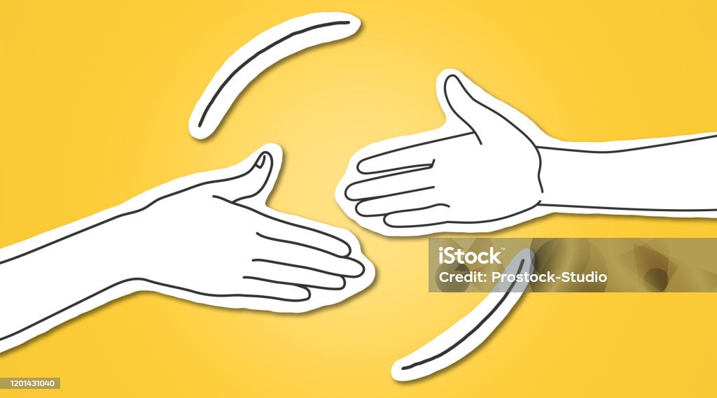 Two Arms Connected In Circle Stretching For Handshake Stock Illustration -  Download Image Now - iStock
