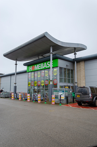 Moldl, UK: Jan 22, 2020: The last Homebase store in North Wales has started the process of closing down. Homebase are a struggling British home improvement and garden centre chain.