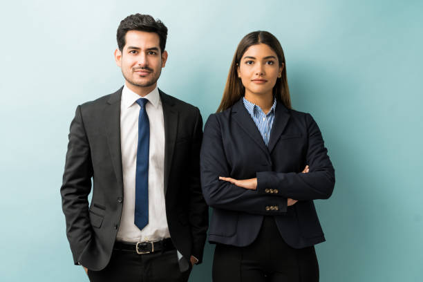istock Portrait Of Executives In Suit At Studio 1201439109