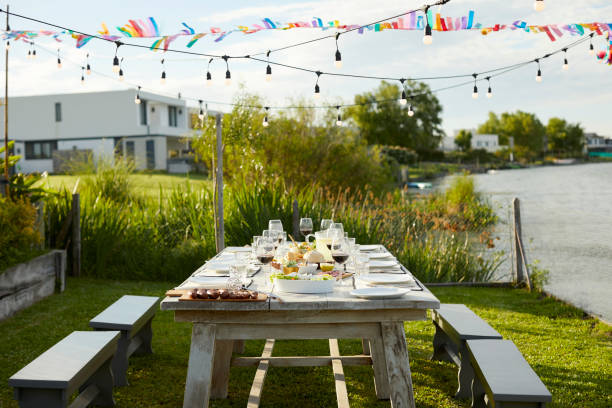 istock Place setting on table during Asado party in yard 1201443426