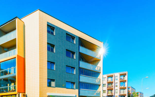 istock New residential buildings with rays of light reflex 1201443788
