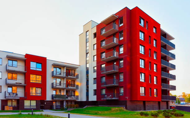 istock Modern residential apartment house complex outdoor facility reflex 1201444232