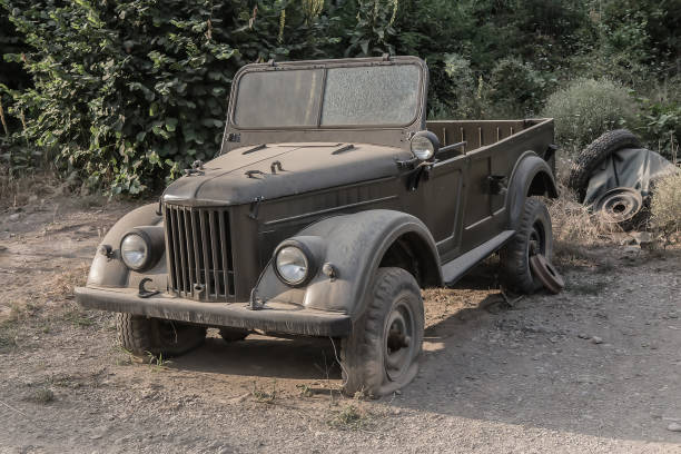istock Old broken abandoned off-road car 1201446225