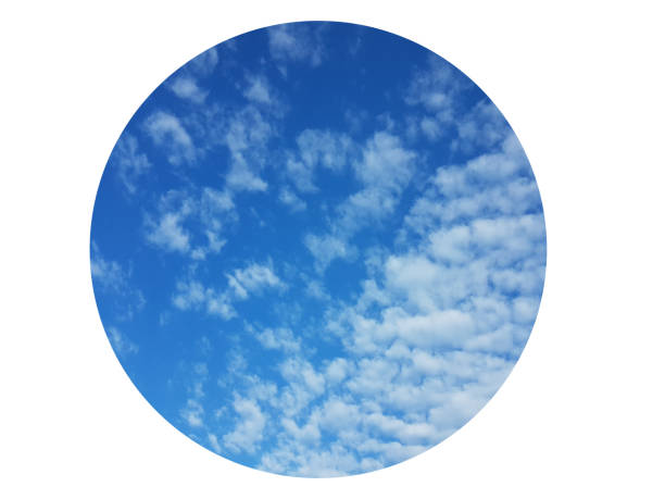 istock Blue sky with clouds,circle round ball design element, isolated background 1201447990