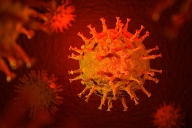 3D render: Corona virus - Schematic image of viruses of the Corona family stock photo