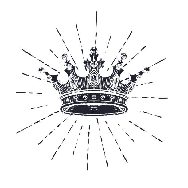 Hand drawn Crown on white. Vintage engraved illustration. Vector Hand drawn Crown on white. Vintage engraved illustration. Vector illustration medieval illustrations stock illustrations