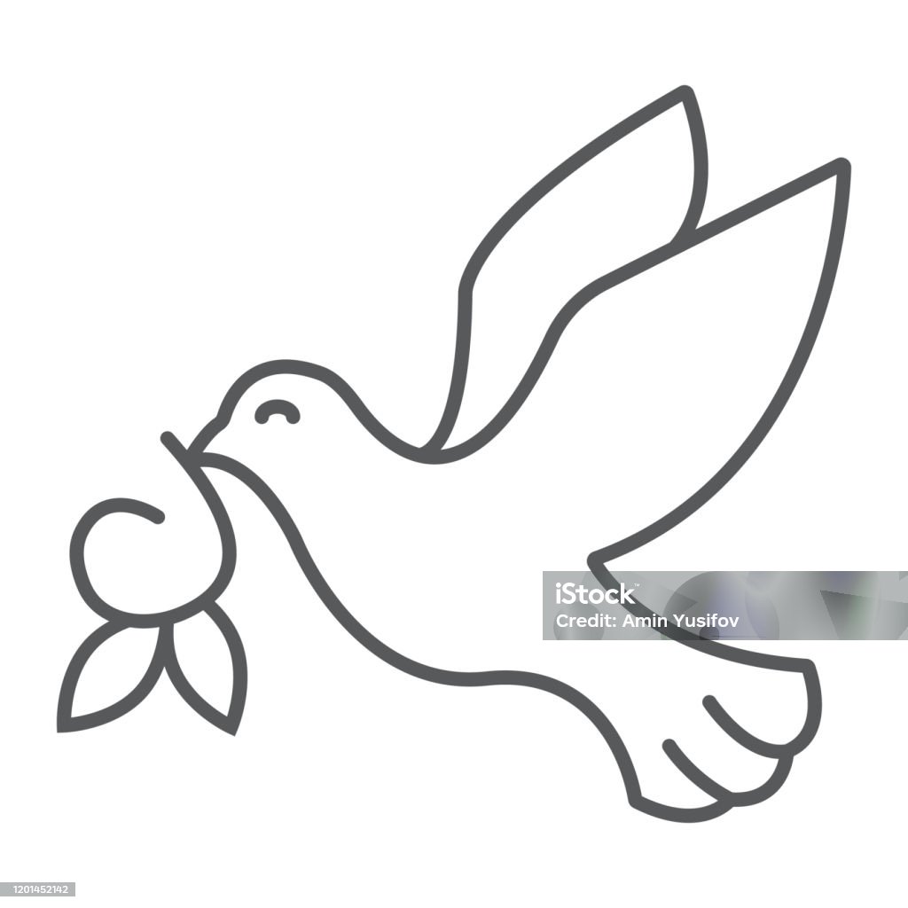 Dove Sun Thin Line Icon Easter Và Chim Chim Bồ Câu Của Dấu Hiệu ...