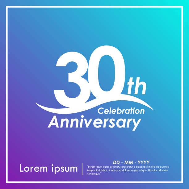 30th years anniversary celebration logotype with violet and blue background, vector illustration template design for for booklet, leaflet, magazine, brochure poster, web, invitation or greeting card 30th years anniversary celebration logotype with violet and blue background, vector illustration template design for for booklet, leaflet, magazine, brochure poster, web, invitation or greeting card 30th anniversary stock illustrations