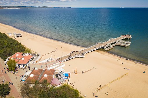 Aerial view of the pier at the port of Rio Grande in the state of Rio Grande do Sul in Brazil