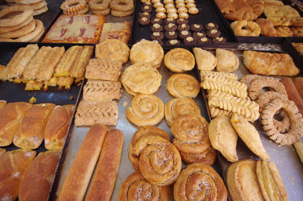 istock delectable fresh baked pastries for sale Crete Greece 1201454823
