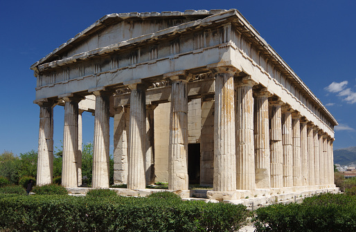 Wide view of Temple of Hephaestus ancient Greece