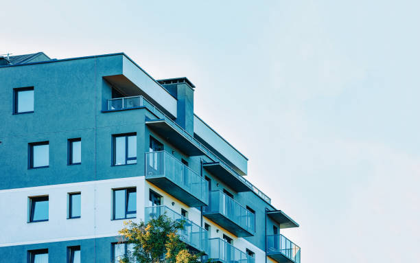 istock Part in Modern residential apartment flat building exterior 1201461347