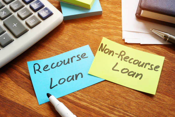 istock Recourse Loan or Non-Recourse Loan choosing. Color memo sticks with inscriptions. 1201462019