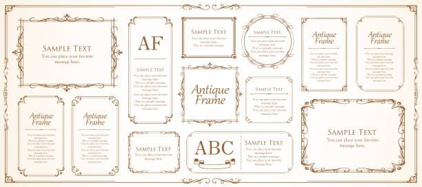 vintage piękny zestaw do projektowania ramy - frame border stock illustrations