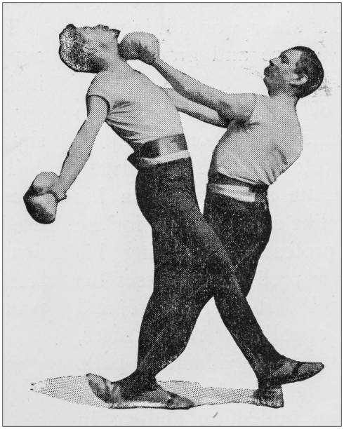 illustrations, cliparts, dessins animés et icônes de photo antique: kickboxing - vintage toning