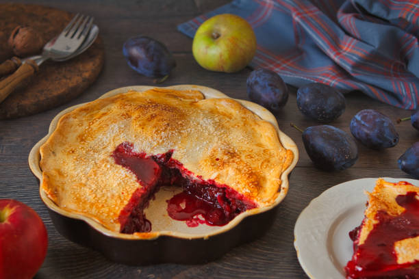 istock Home-baked autumn red fruit pie 1201466169