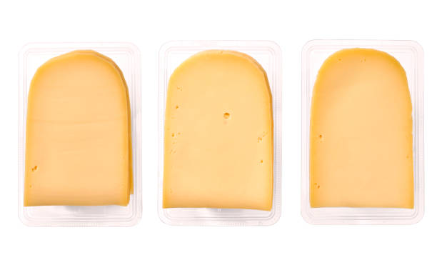 trzy ser w plasterkach bloku izolowane na białym. - cheese portion swiss culture swiss cheese zdjęcia i obrazy z banku zdjęć