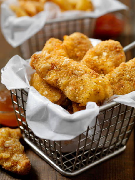 istock Vegan, Meatless-Plant Based Protein Chicken Strips with a Seven Grain Coating and Fries 1201473465