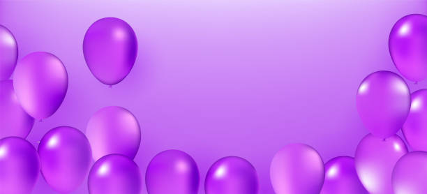 istock Violet Balloon Bunch. Vector Holiday Illustration Of Flying Violet Balloons. Birthday Or Other Holiday Event Decoration Element 1201492907