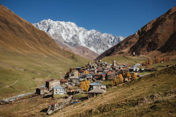 istock Village Ushguli Panorama with Mountain View 1201493421