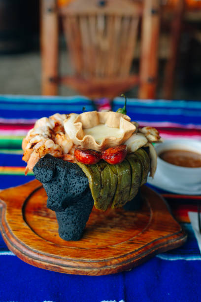 istock Assorted mexican meat dish sauces with soup in mexican restaurant. 1201494657