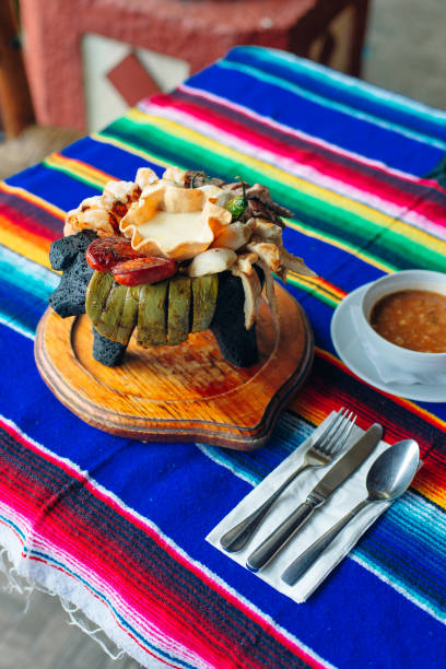 istock Assorted mexican meat dish sauces with soup in mexican restaurant. 1201494683