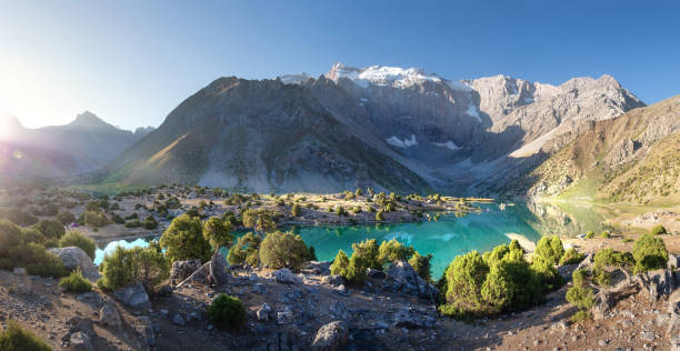 Sunrise in Fann mountains, Tajikistan stock photo