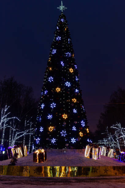 istock Colorful Christmas tree in the Park at night. 1201499113
