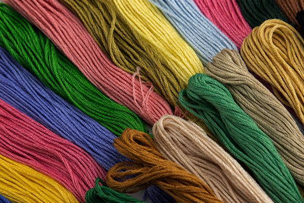 istock A large set of threads for embroidery. 1201499308