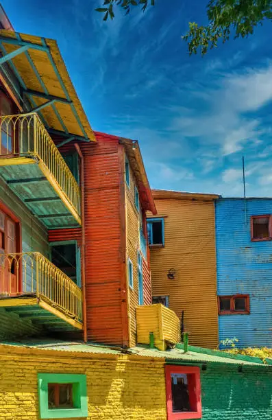 Photo of Colorful Caminto street scenes in La Boca, the oldest working-class neighborhood of Buenos Aires, Argentina.