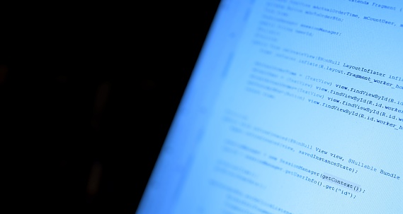 Android Mobile Development Application Source Code On Notebook Blue ...
