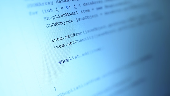 Android Mobile Development Application Source Code On Notebook Blue ...