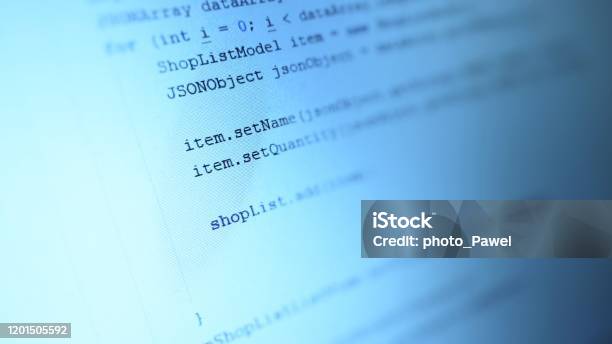 Android Mobile Development Application Source Code On Notebook Blue ...