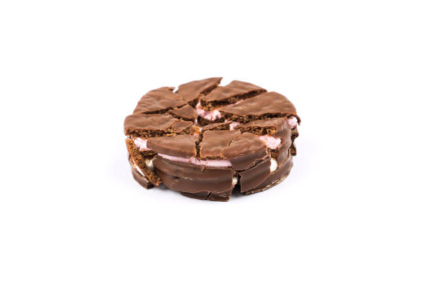 istock Chocolate covered marshmallows cake isolated on white background 1201506951