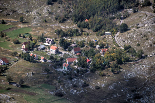 istock Arial view of a mountain village placed in a valley 1201507002