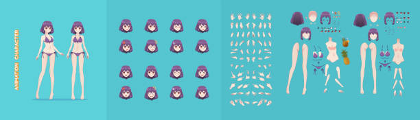 istock Anime manga girl cartoon characters for animation 1201507955