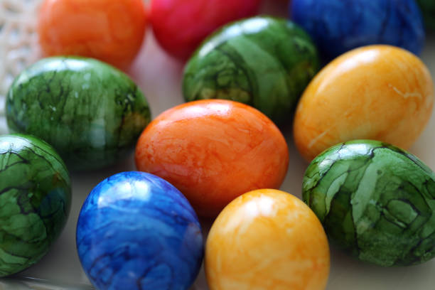 istock Vibrant, Bright, Colorful Marbled Easter Eggs - Lovely Home Decor for the Easter 1201511481