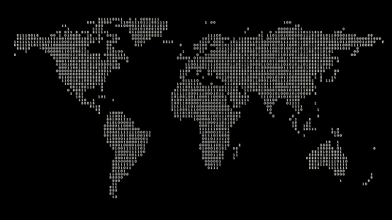 World map ASCII art - numbers