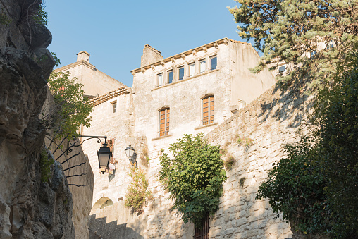 Street in medieval village of Les Baux de Provence. One of the most picturesque villages in France