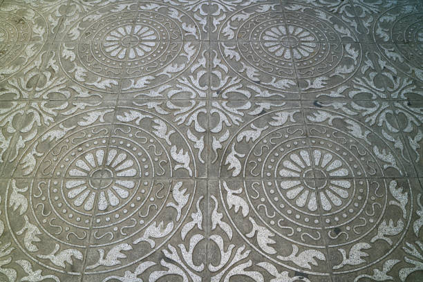Gorgeous pattern paving stone of the sidewalk in town for background or banner