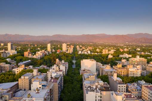 Aerial view from a drone of the city of Mendoza in Argentina