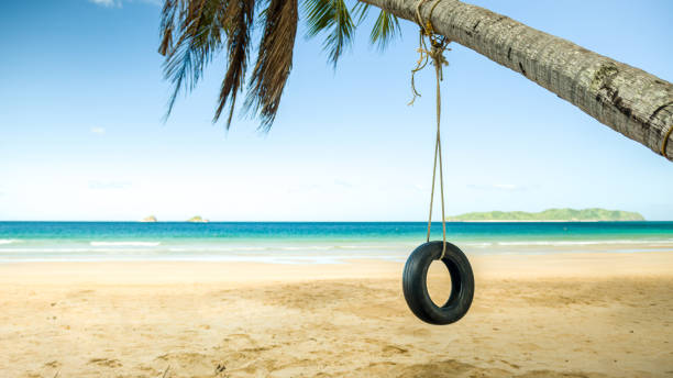 istock Swing on palm on paradise Nacpan beach, El Nido, Palawan, Philippines 1201517514