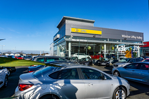 An Opel car showroom in the Liffey Valley Motor Mall, West Dublin.