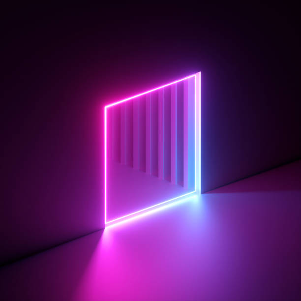 istock 3d render, abstract neon background, vibrant pink light, square hole in the wall. Window, cave, open door, gate, portal. Corridor, tunnel entrance. Dramatic scene. Modern minimal concept 1201519872