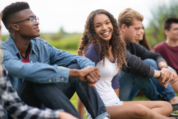 istock Post Secondary Students Outside on Break stock photo 1201521351