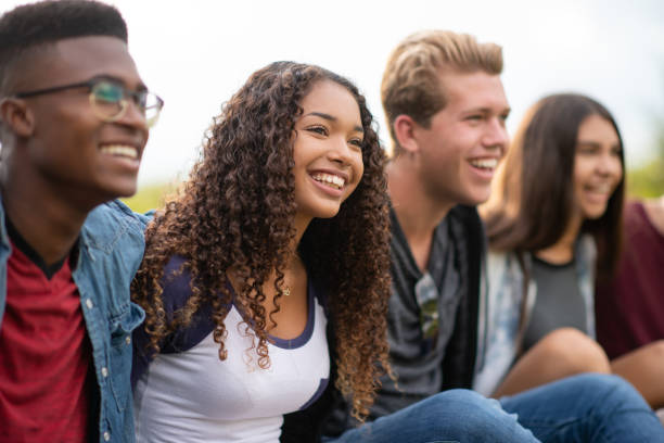 istock Post Secondary Students Outside on Break stock photo 1201521356