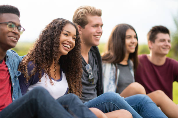 istock Post Secondary Students Outside on Break stock photo 1201521357