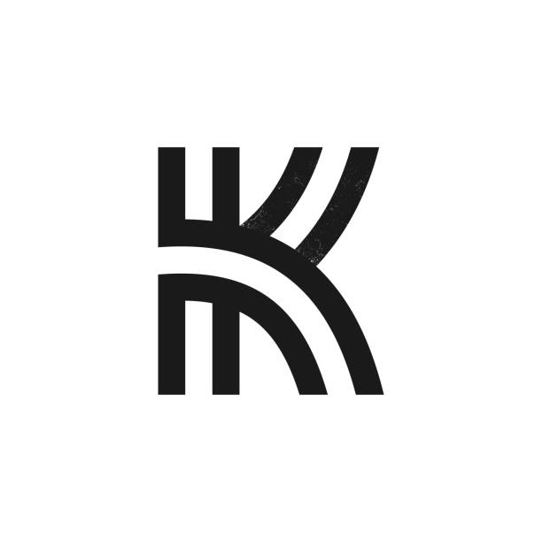 логотип буквы k сформирован двумя параллельными линиями с шумовой текстурой. - letter k audio stock illustrations