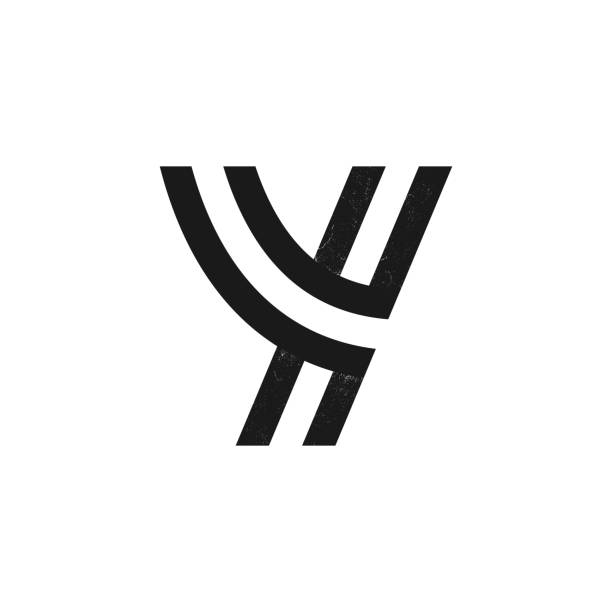logo liter y utworzone przez dwie równoległe linie z teksturą szumu. - letter y stock illustrations